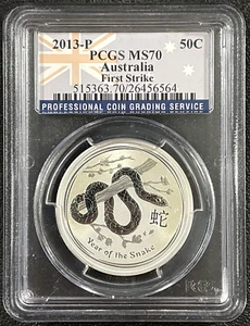 2013 Australia Snake 1/2 oz Silver - PCGS MS70 ** VERY RARE - ONLY 17 EXIST ** - Picture 1 of 2