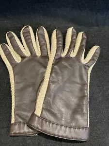 Vtg Aris Novakid Driving Gloves Chic Chocolate Brown with Cotton Mesh Sz L - Picture 1 of 6
