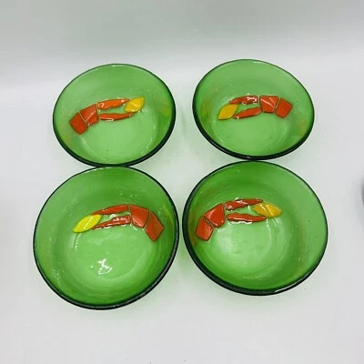 4 cuencos de salsa para sumergir mantequilla garra de langosta cangrejo arte verde fundido mariscos Foto 1 de 4