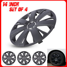 14" Set of 4 Matte Black Snap On Full Hub Caps Wheel Covers Fits R14 Tire & Rim