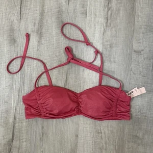 Victoria's Secret Swim Ruched Shine Bralette Bikini Top Bottom Suit XL Pink NEW - Picture 1 of 14