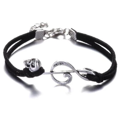 Cinturino IN Pelle Note Da Musica E Teschio - Immagine 1 di 1