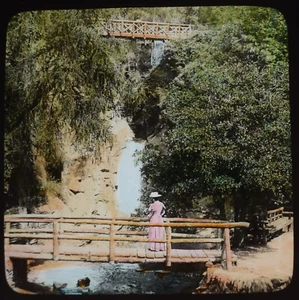 Photo ISLE OF MAN GLEN HELEN THE TWO BRIDGES Magic Lantern Slide C1890 IOM - Picture 1 of 5