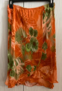 NWOT L'Amadei By DP Altomote Orange Green Skirt Chiffon Layered Rayon Women S - Picture 1 of 11