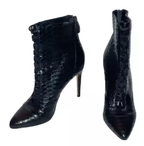 Botas de tacón alto Alexandre Birman talla 37,5 negras pitón punta delantera - Imagen 1 de 9