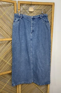 Vintage Jean Long Skirt 1990s Western Slit 16 - Picture 1 of 9