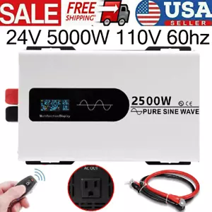 2500W 5000W Pure Sine Wave Inverter Solar Off Grid 24V to 110V 60hz US Socket - Picture 1 of 21