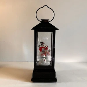 Snowman Family Lighted Lantern Snowfall Snow Globe Battery Operated Christmas - Picture 1 of 7