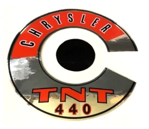 Autocollant purificateur d'air orange/chrome Chrysler TNT 440 pour modèles Chrysler 1969-1970 - Photo 1/5