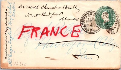 UNITED STATES 1888 POSTAL HISTORY STATIONERY COVER REDIRECTED MULT CANC  ADDR - Image 1 of 2