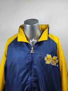 Vtg 90s Starter Michigan Wolverines NCAA Zip-up Hooded jacket FREE SHIPPING - Picture 1 of 14