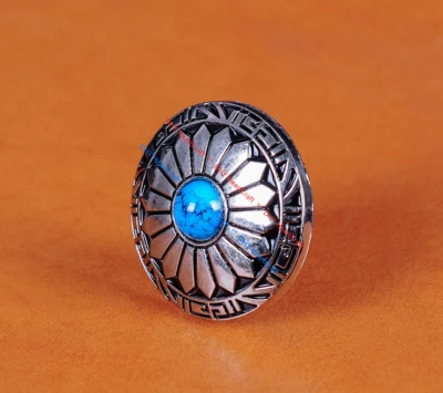 10PÇS 30MM FLORAL TURQUESA ANTIGA TIRA PARAFUSO CONCHOS TRASEIROS PARA ARTESANATO EM COURO - Imagem 1 de 4