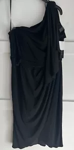 Betsy & Adam Black 1 Shoulder Sleeveless Knee-Length Dress - Size 12, MSRP $180 - Picture 1 of 6