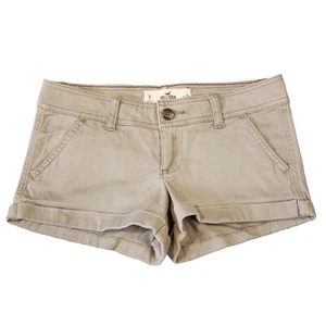 Y2k Hollister Khaki Shorts Womens 24 Low Rise Bratz Preppy Beach Summer Surfer - Picture 1 of 5