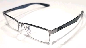 Ray Ban RB8412 2502 Silver Blue Carbon Fiber Eyeglasses Frame 52-17 145 EXC - Picture 1 of 6