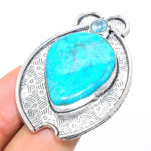 Turquesa tibetana, topacio azul piedras preciosas 925 anillo de joyería de pl... - Imagen 1 de 5