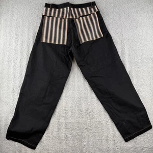 Vintage Rococo Pants Mens 38 Black Striped Patchwork Workwear Made USA 90s - Picture 1 of 9