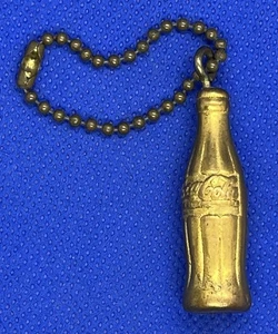 Vintage COCA-COLA Bottle Brass/Gold Tone Keychain Fob - Outstanding - Picture 1 of 4