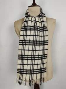 Burberry Original Vintage Nova Check Elfenbein 100% Lammwolle Winter Schal Schals - Bild 1 von 6