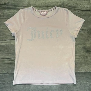 Juicy Couture Light Pink Velour Rhinestone Soft Plush Short sleeve Size Medium - Picture 1 of 10