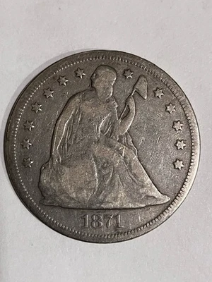 Moneda de dólar de plata libertad sentada 1871 limpiada. Bonitos detalles. Envío gratuito. Foto 1 de 2