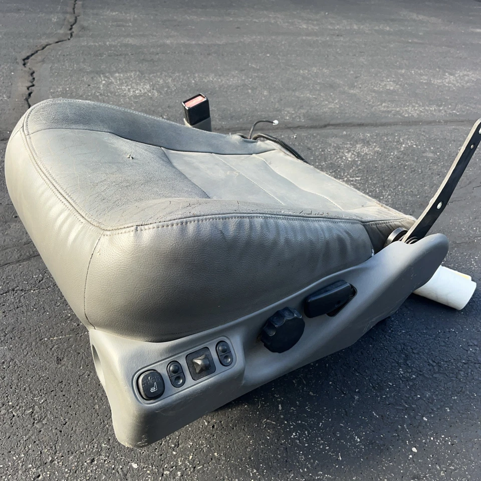 Cojín de asiento inferior del conductor 99-07 Ford F250 F350 Excursion cuero gris eléctrico OEM Foto 1 de 4