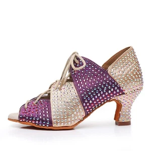 Damenschuhe Ballsaal Latein Tanz Strass Salsa Tango Jazz 6 cm - Bild 1 von 14
