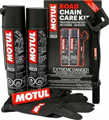 Kit de cuidado de cadena de carretera Motul con limpiador de cadena / lubricante de cadena / cepillo de cadena - 109767 Foto 1 de 4