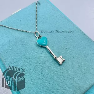 Tiffany & Co. 925 silberblaue Emaille ""Schlüssel zu meinem Herzen"" 16" Halskette (Beutel) - Bild 1 von 6