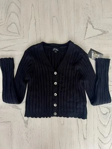 New~”ART CLASS”~Black~Ribbed/Knit~Long Sleeve~ Crop~Cardigan~Sweater~Girl~Sz L - Picture 1 of 5