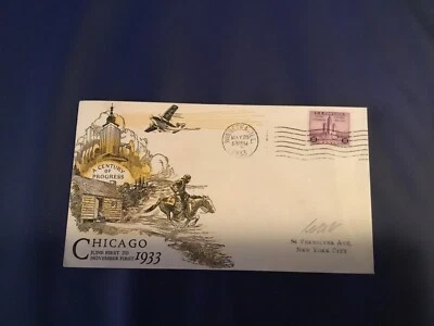 FDC Covers 1933 # 728 Chicago A Century Of Progress Unofficial City Cachet USA - Image 1 of 2