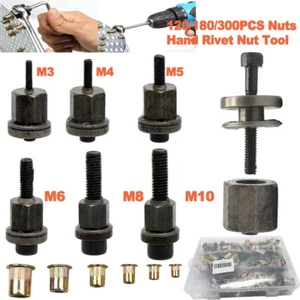 Hand Rivet Nut Gun,Head Nuts Simple Installation Manual Riveter Rivnut Tool Kit - Picture 1 of 31