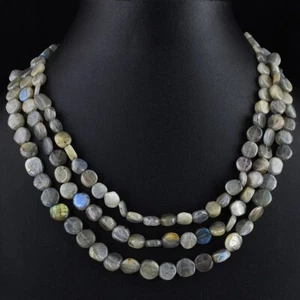 Amazing Flash Labradorite 436 Cts Beaded Awesome 3 Strand Necklace AK 08 E576 - Picture 1 of 3