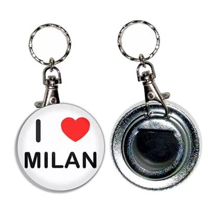 Milan I Love Heart Bottle Opener Round Key Ring (55mm) - Picture 1 of 2
