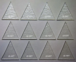 12 CLEAR 1 1/2" TALL TRIANGLES 3mm BULLSEYE 90 COE GLASS FOR FUSION - Picture 1 of 5
