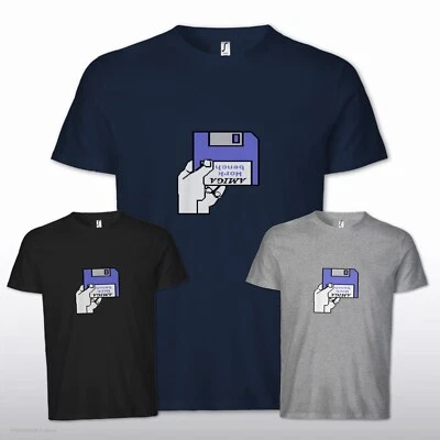 T-Shirt Vintage Computer 80er Nerd Gamer IT Workbench Screen Amiga Freundin - Bild 1 von 3