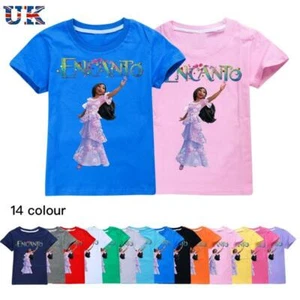 Girls Encanto ISABELA Print Short Sleeve T-Shirt 100% Cotton Tshirt Tops Tee UK - Picture 1 of 26