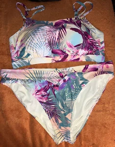Sunsets Pink Tropical Print 2 Piece Swimsuit- Underwire 16 / 38DD - Picture 1 of 8