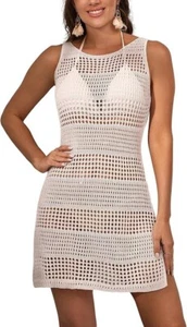 Womens Sleeveless Crochet Beach Swimsuit Cover up Sz M - Picture 1 of 10