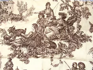 Schumacher Linen Toile Fabric Le Meunier et Son Fils Sample Square & Remnant Pc - Picture 1 of 7