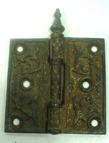 1 ANTIQUE VICTORIAN CAST IRON 3 1/2"  DOOR HINGE AS FOUND Cover