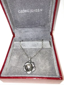 Georg Jensen 2002 Year Pendant Necklace Sterling Flower Charm - Picture 1 of 4