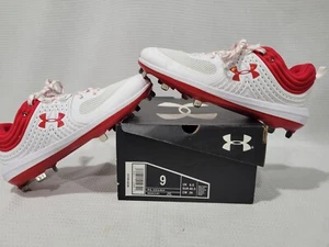 Under armour womens softball cleat shoe red white size 9 glyde st - Picture 1 of 9