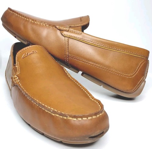 Clarks uomo Markman driver in pelle tinta unita marrone scuro taglia 11 US