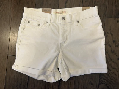 NWT LEVI'S’S SILVER TAB HIGH WAISTED SHORTS WOMENS SIZE 29 WHITE DENIM  NWT - Image 1 of 4