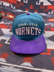 Vintage 90s Starter Charlotte Hornets 100% Wool The Natural Snapback Cap Hat NBA - Picture 1 of 8