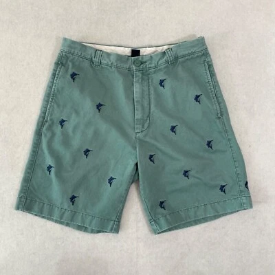 Pantalones Cortos J Crew Para Hombre 32W Verde Azul Marlín Pez Rotos Calce Regular Golf Preppy Foto 1 de 4