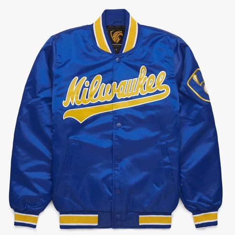Milwaukee Brewers MLB Satin varsity Jacket Full-Snap with Embroidery logos Cover