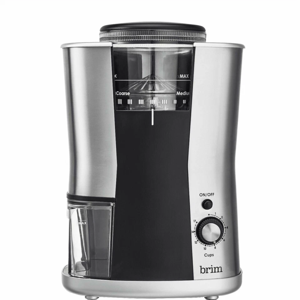Brim 6.4-Oz Stainless Steel Conical Burr Coffee Grinder (50012) Silver