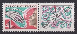 CZECHOSLOVAKIA 1981 SC#2383 MNH** stamp+label, Anti-smoking Campaign. - Imagen 1 de 1